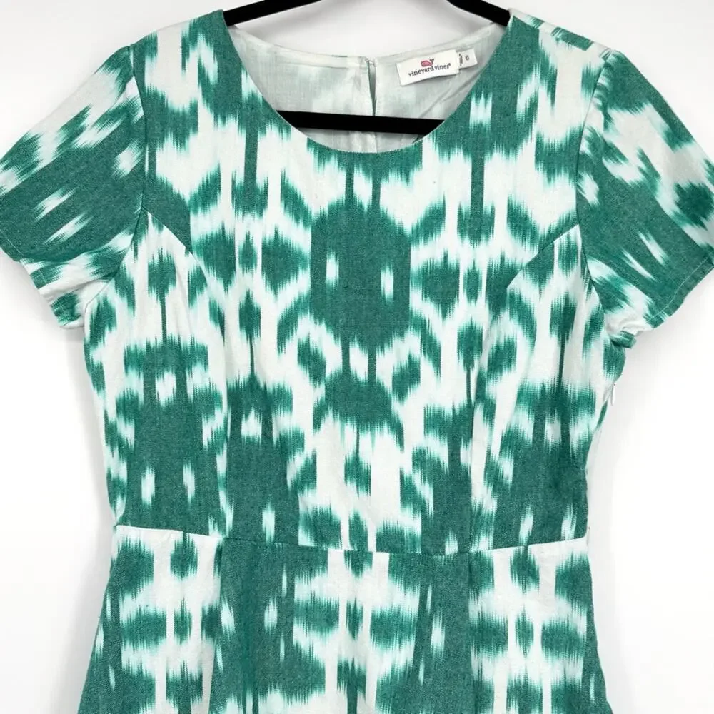 Vineyard Vines Green Ikat Dress Size 10 - Picture 3 of 10